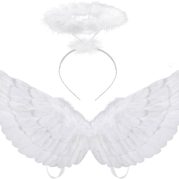 Other - Angel Costume Wings and Halo White Angel Adult Wings for Kids Woman's Girls Hall